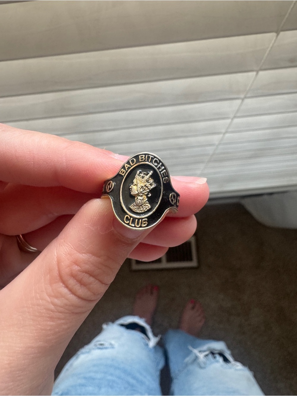 Dylanlex Bad B*tches Club Black and Gold Enamel Ring
